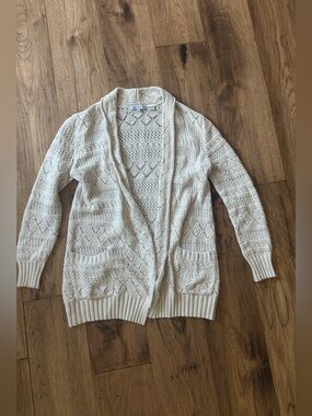 eight eight eight Open-Front Cream Crochet Cardigan